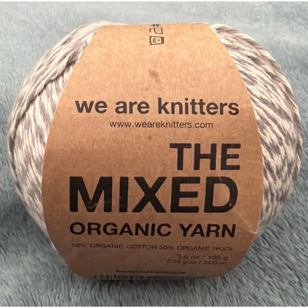 We Are Knitters Mixed Organic Yarn Grey Cotton Wool Blend 100g 273 yds